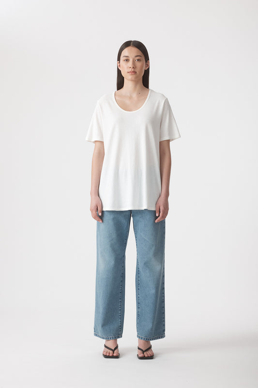 Outland Denim relaxed Lucy tee in white in organic cotton & hemp 1