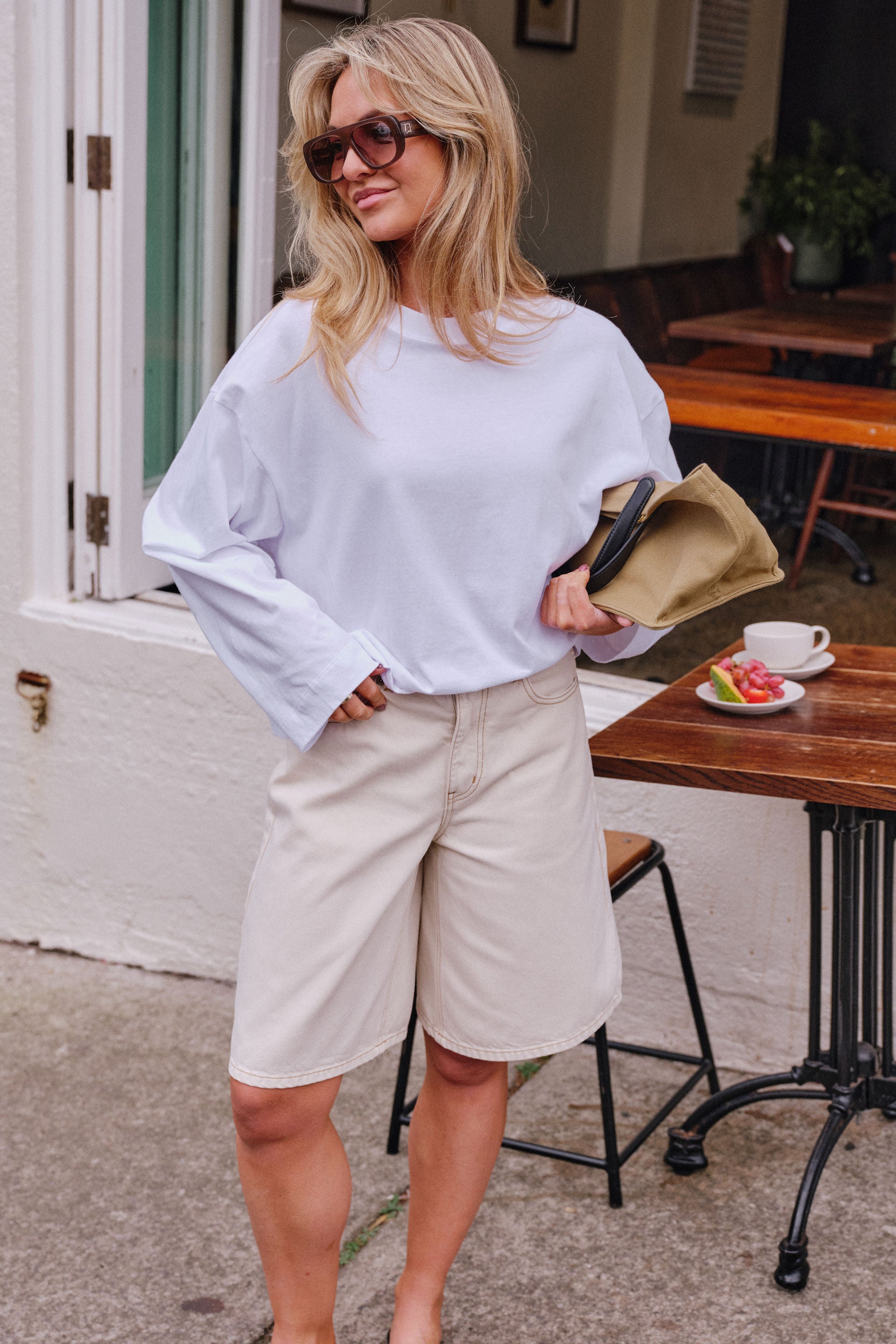 Ceres Life Olive Belted Shorts in Fresh Sand 1