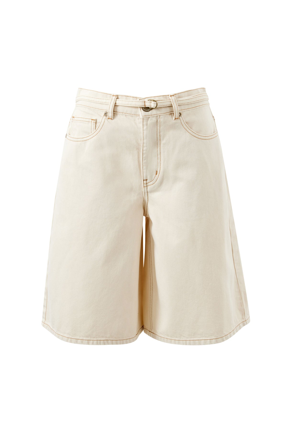 Ceres Life Olive Belted Shorts in Fresh Sand flat lay front