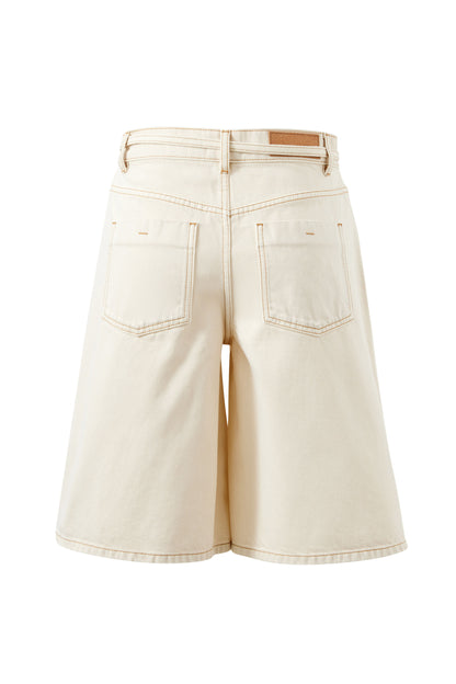 Ceres Life Olive Belted Shorts in Fresh Sand flat lay back