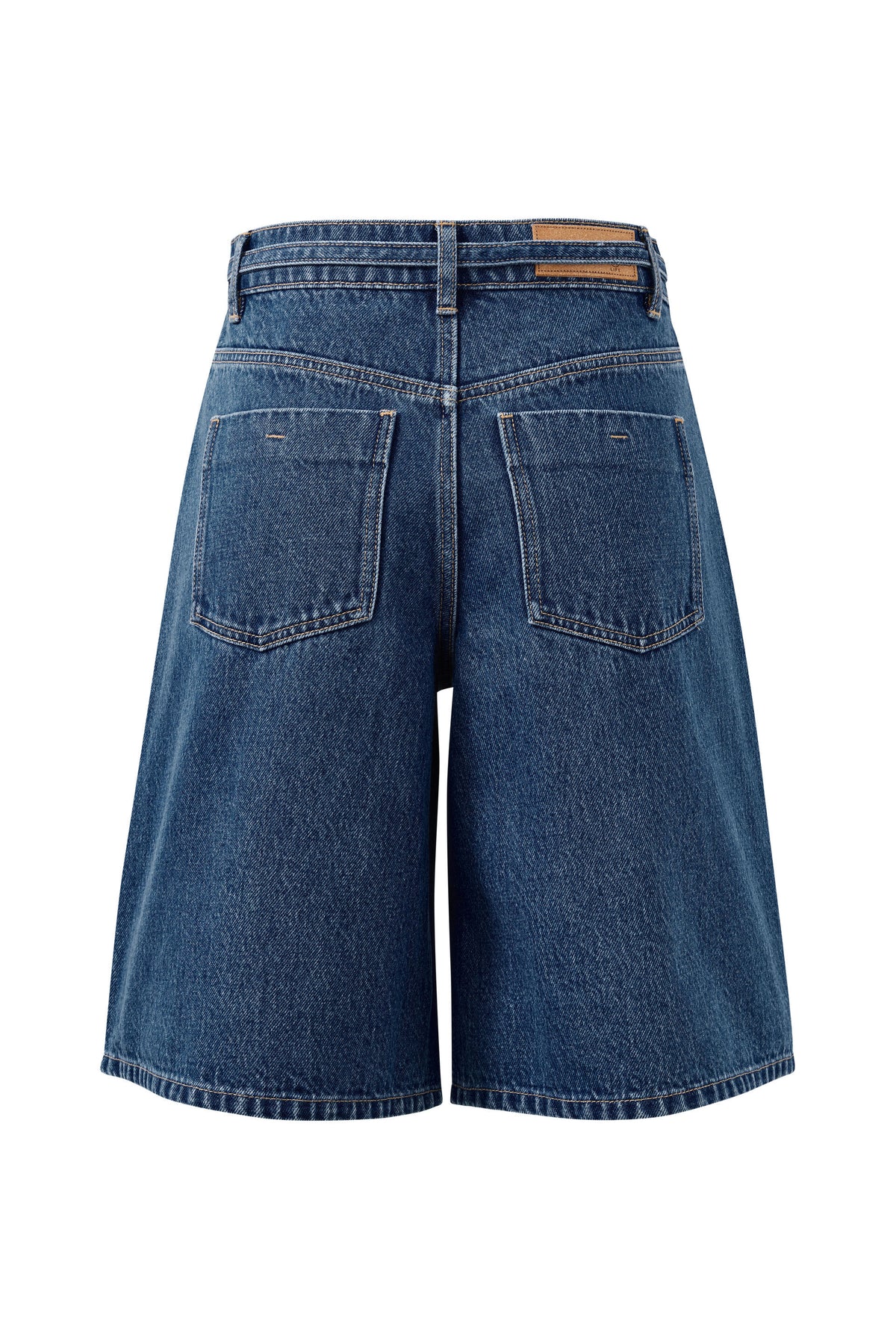 Ceres Life Olive Belted Shorts in fresh indigo flat lay back 