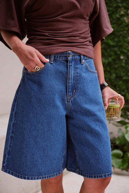 Ceres Life Olive Belted Shorts in fresh indigo 1 