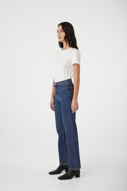 Outland Denim Zoe high rise in harbour wash side on