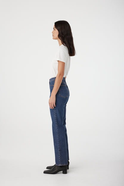 Outland Denim Zoe high rise in harbour wash side on 2