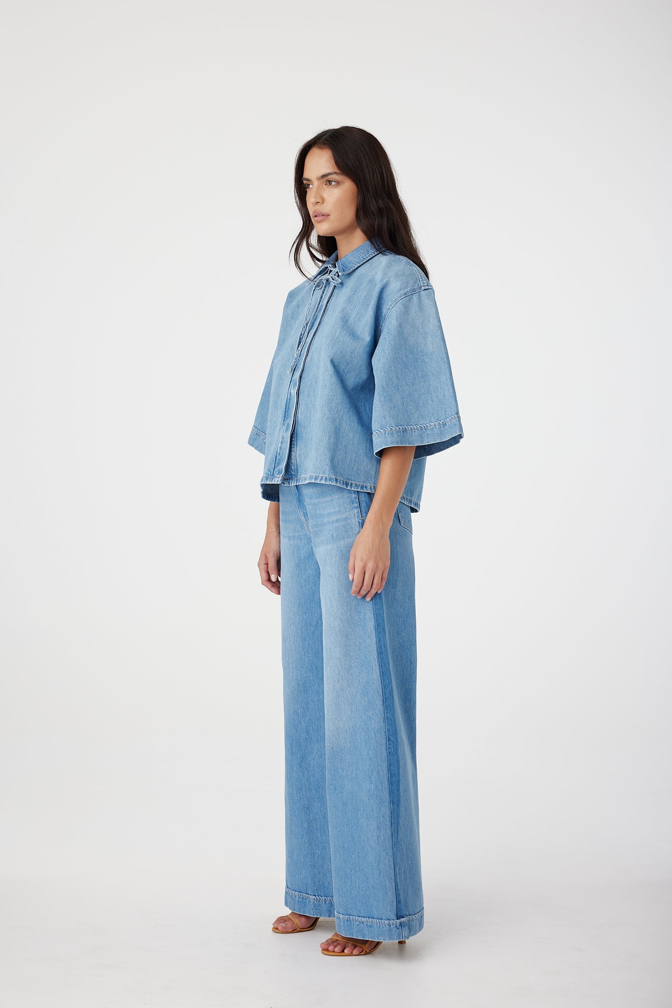 Outland Denim Soma Shirt in Blue Jay side on