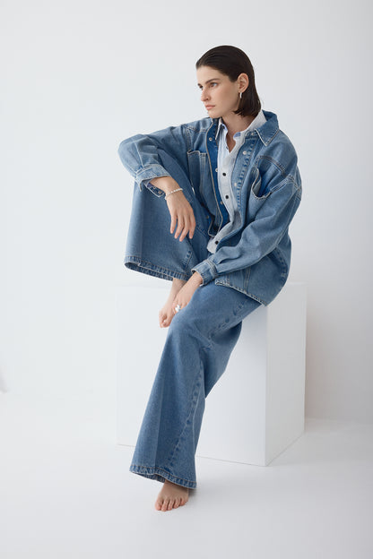Outland Denim Erica long sleeve shirt in Heirloom – campaign image
