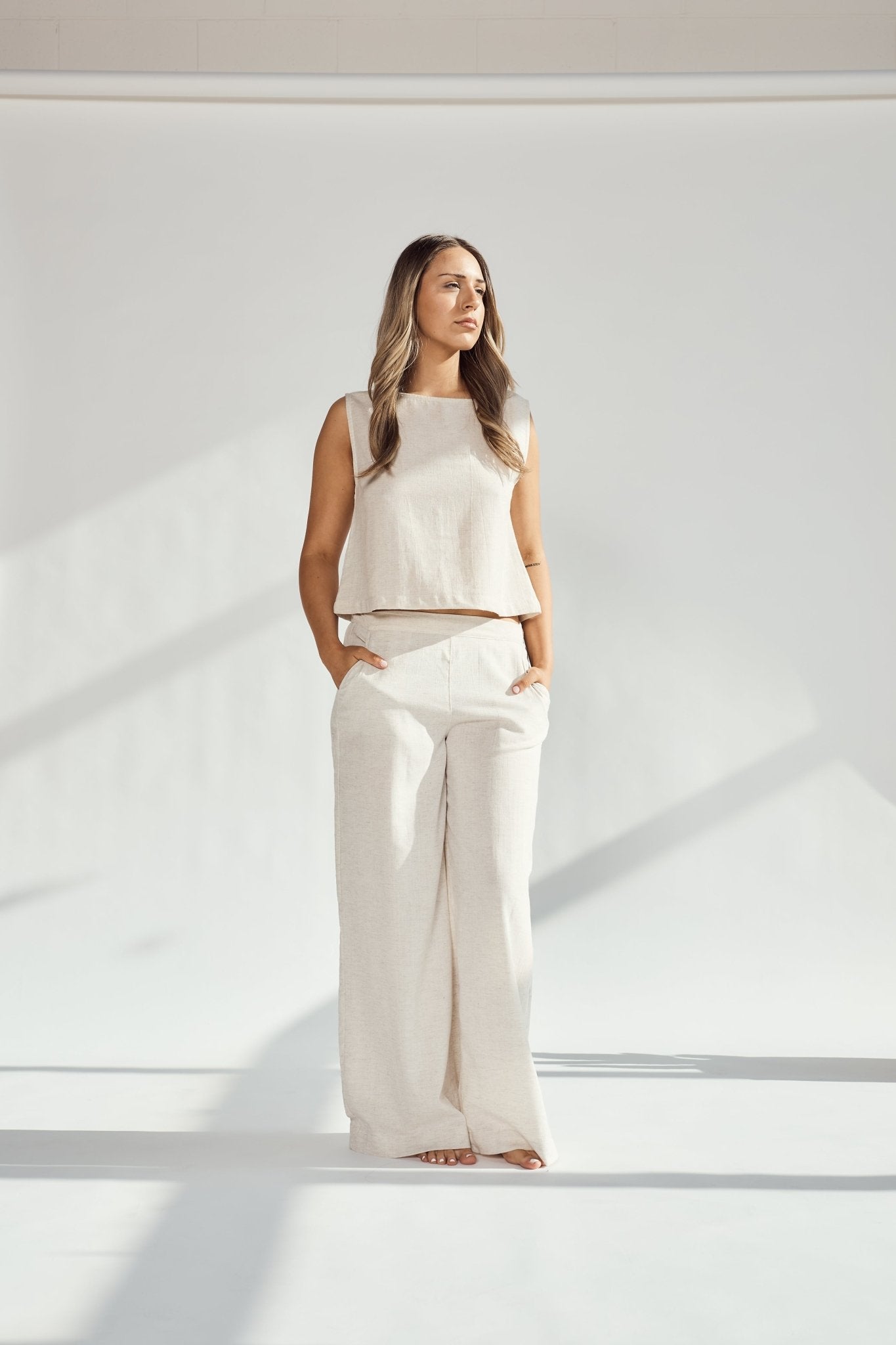 Patara Life wide-leg linen pants in stone image 2