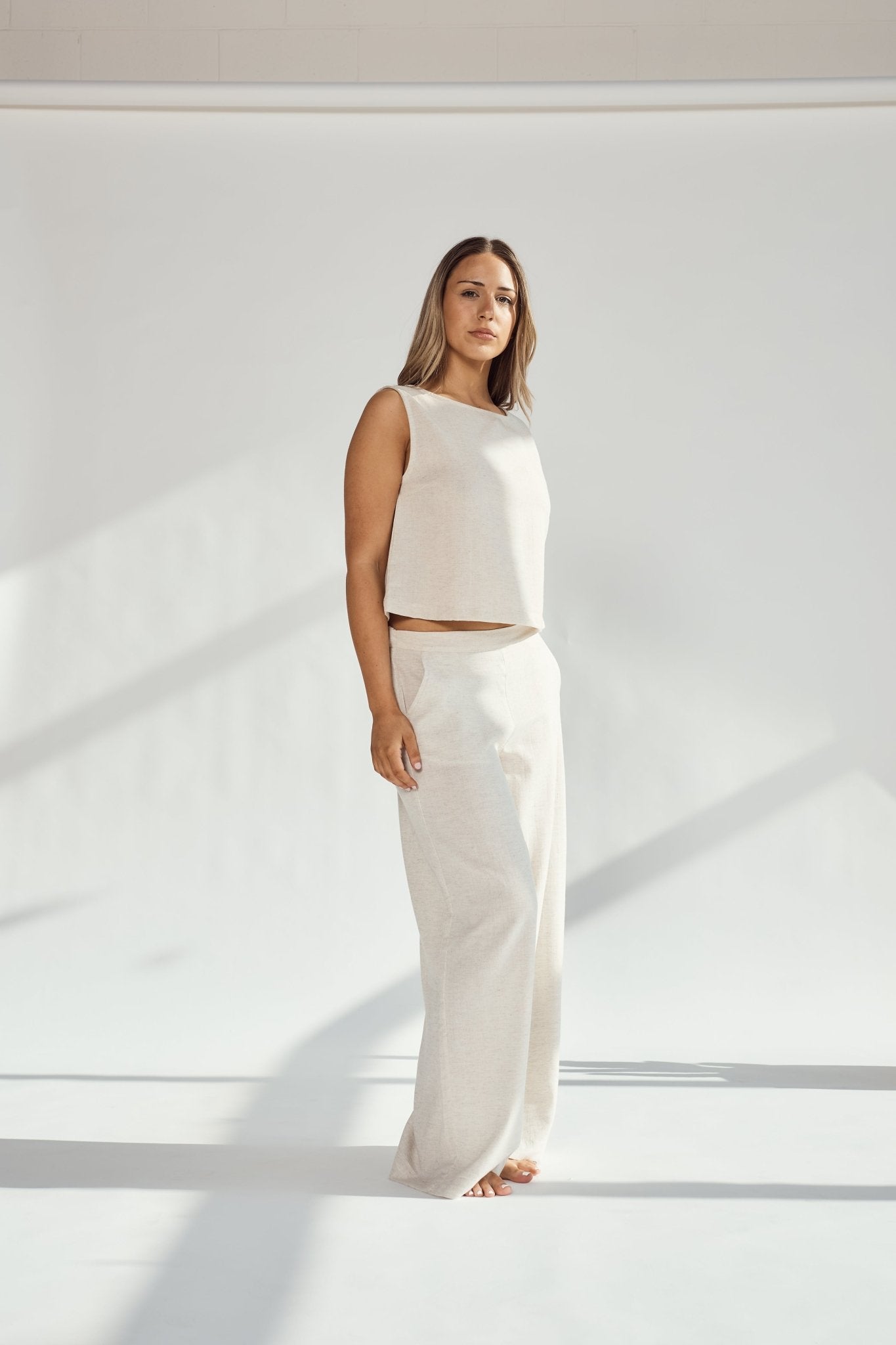 Patara Life wide-leg linen pants in stone image 3