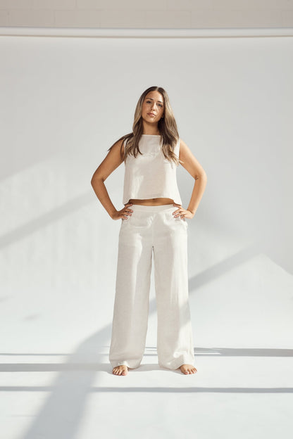 Patara Life wide-leg linen pants in stone image 4