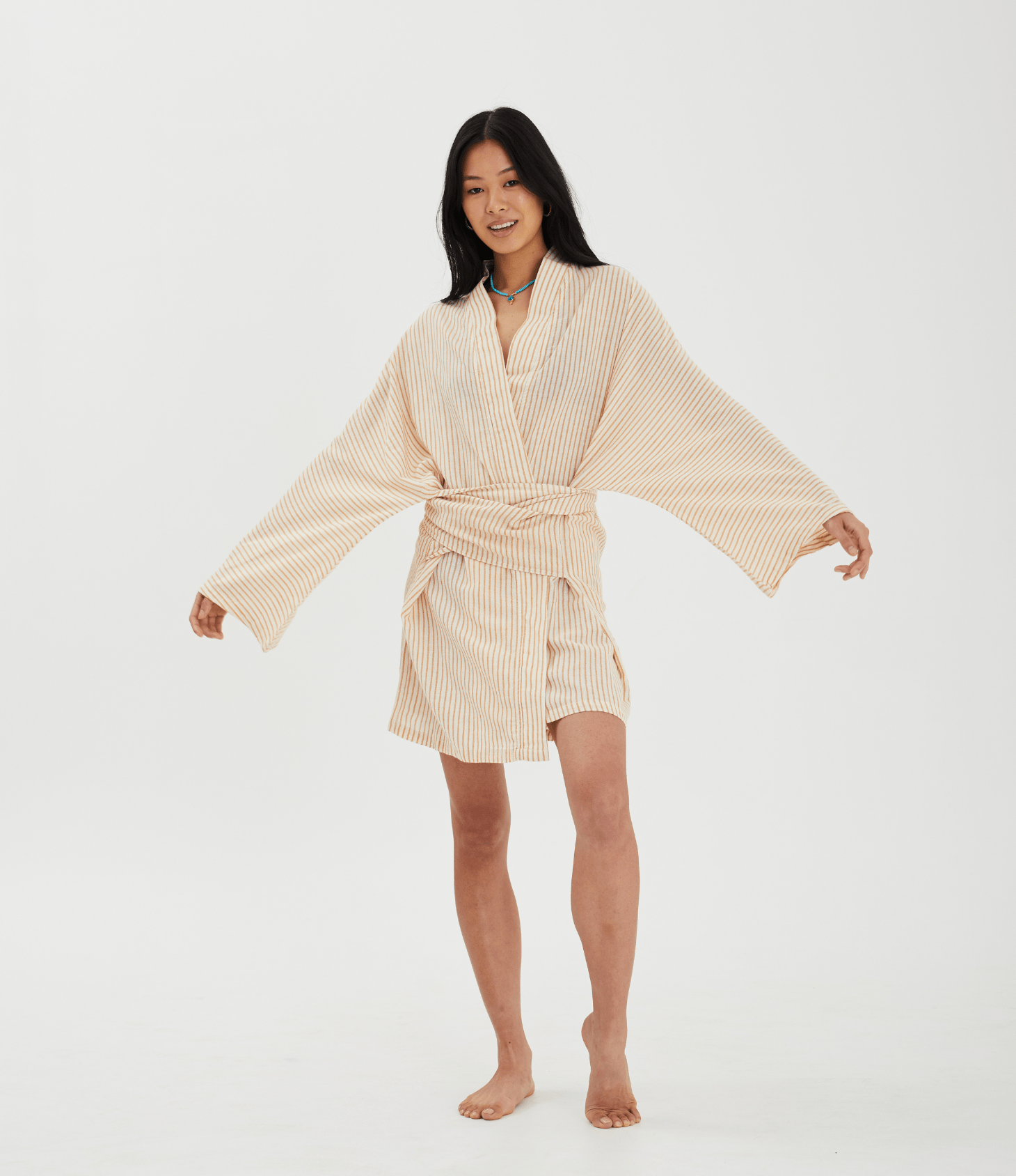 Patara Life Aster Kimono in mustard stripe 
