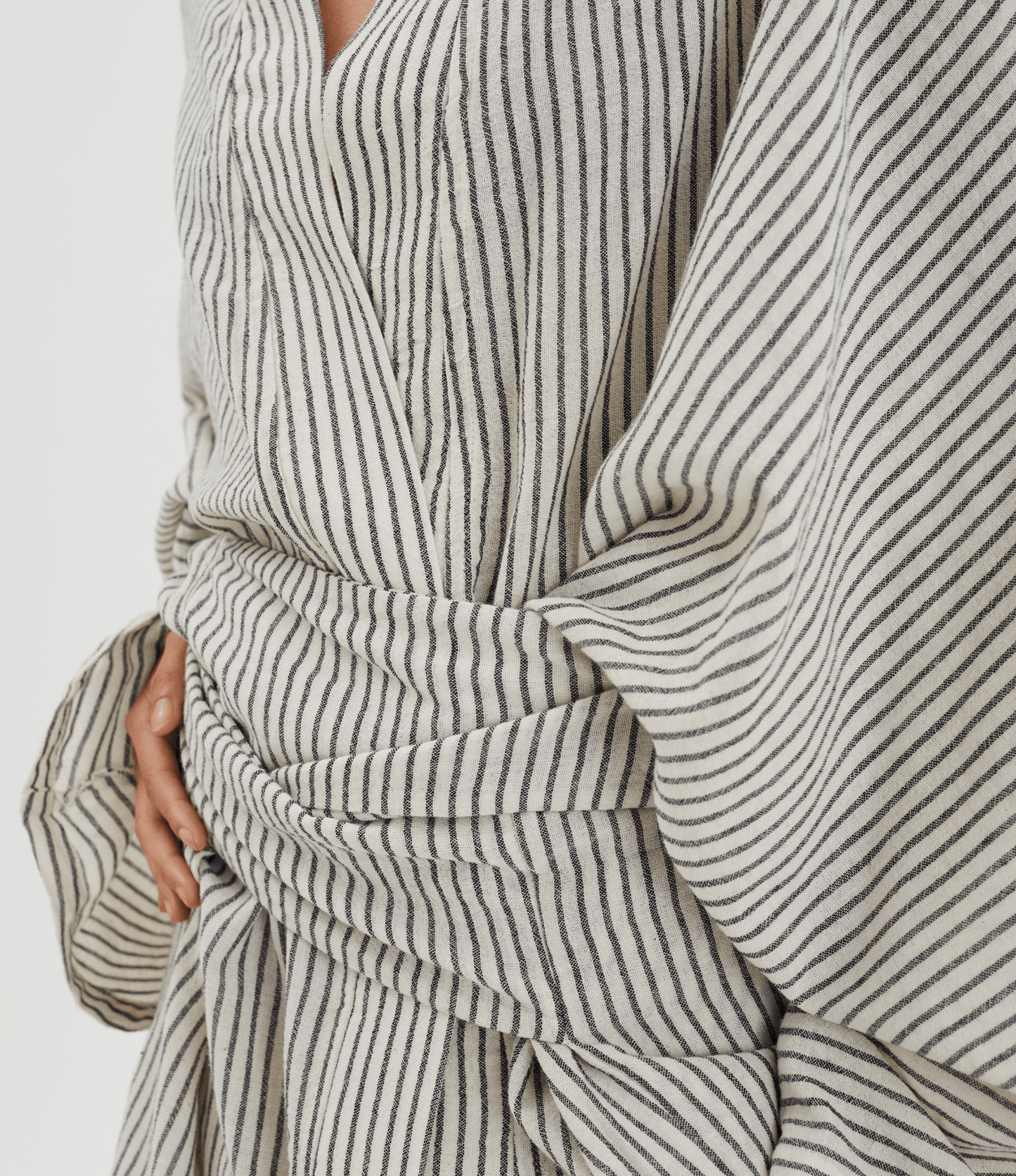 Patara Life Aster Kimono in black stripe close up 