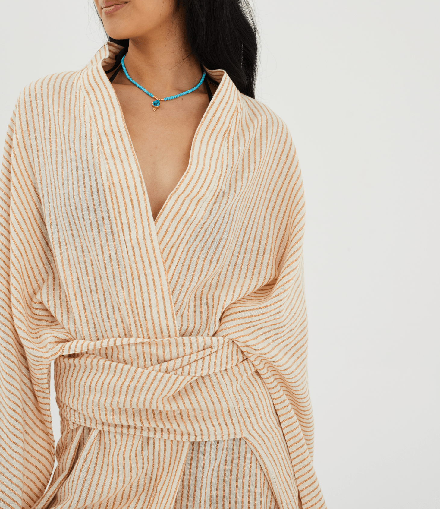 Patara Life Aster Kimono in mustard close up 