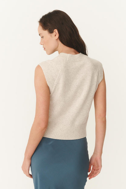 Rowie quinn merino knit vest in oat marle back