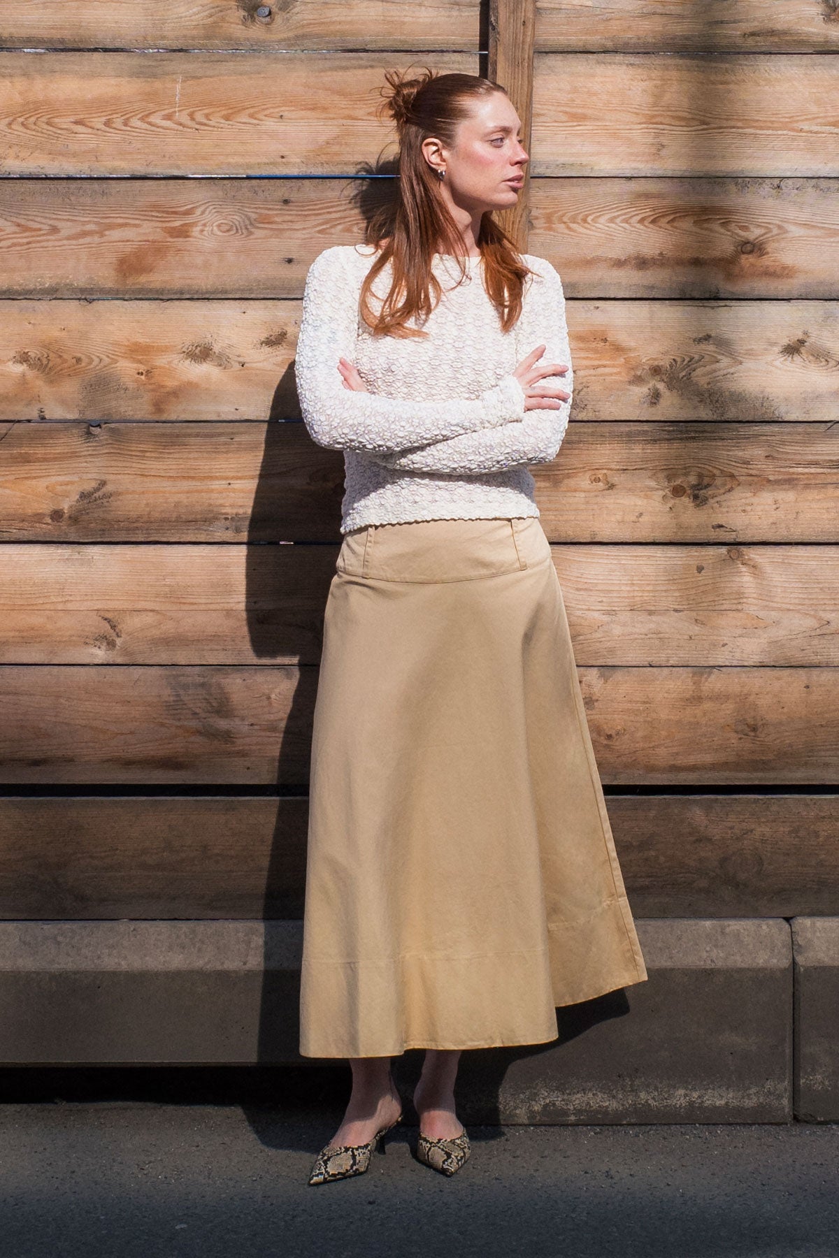 Rowie Samantha Clover Lace Top in creme campaign shot 2