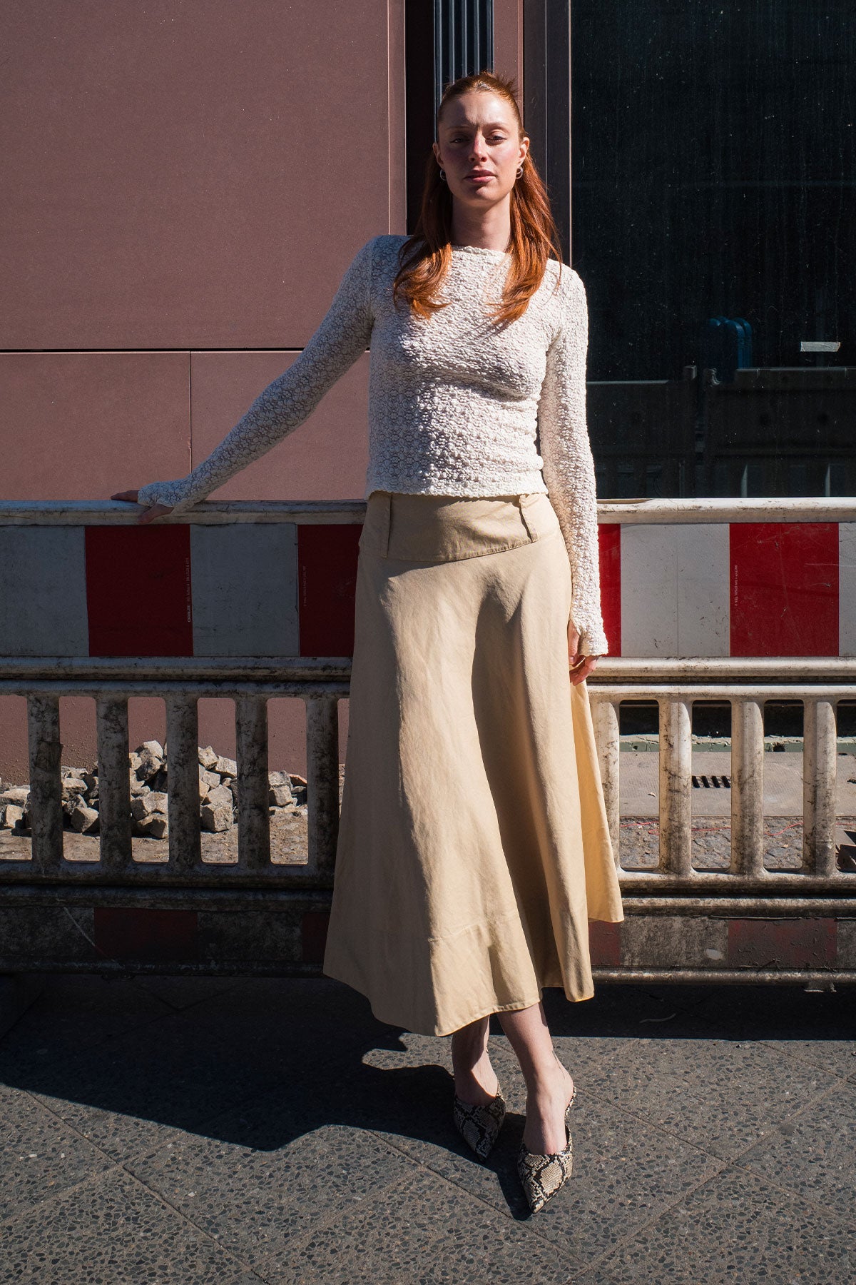 Rowie Samantha Clover Lace Top in creme campaign shot 3