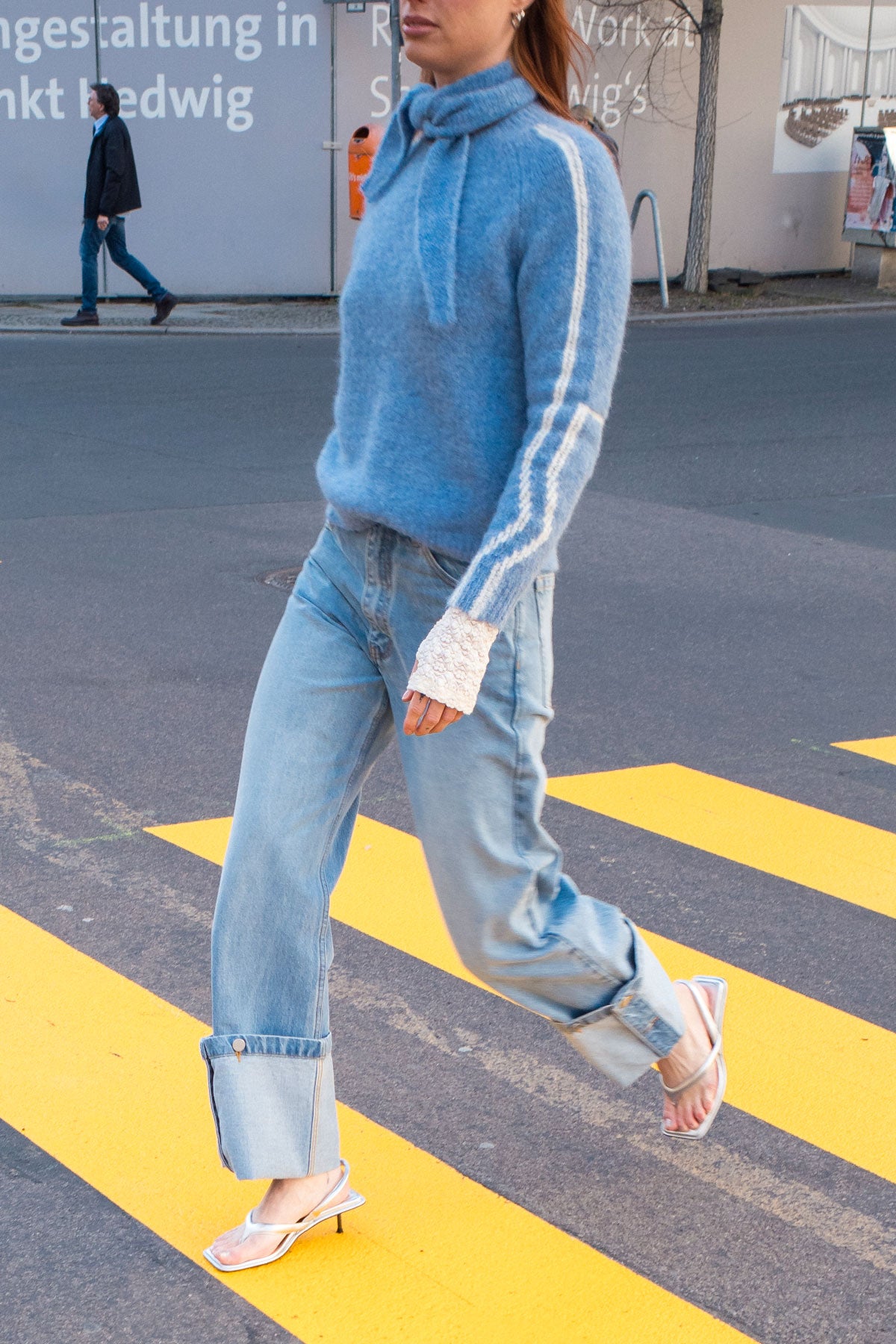 Rowie Lana knit jumper in sky blue – campaign shot 1