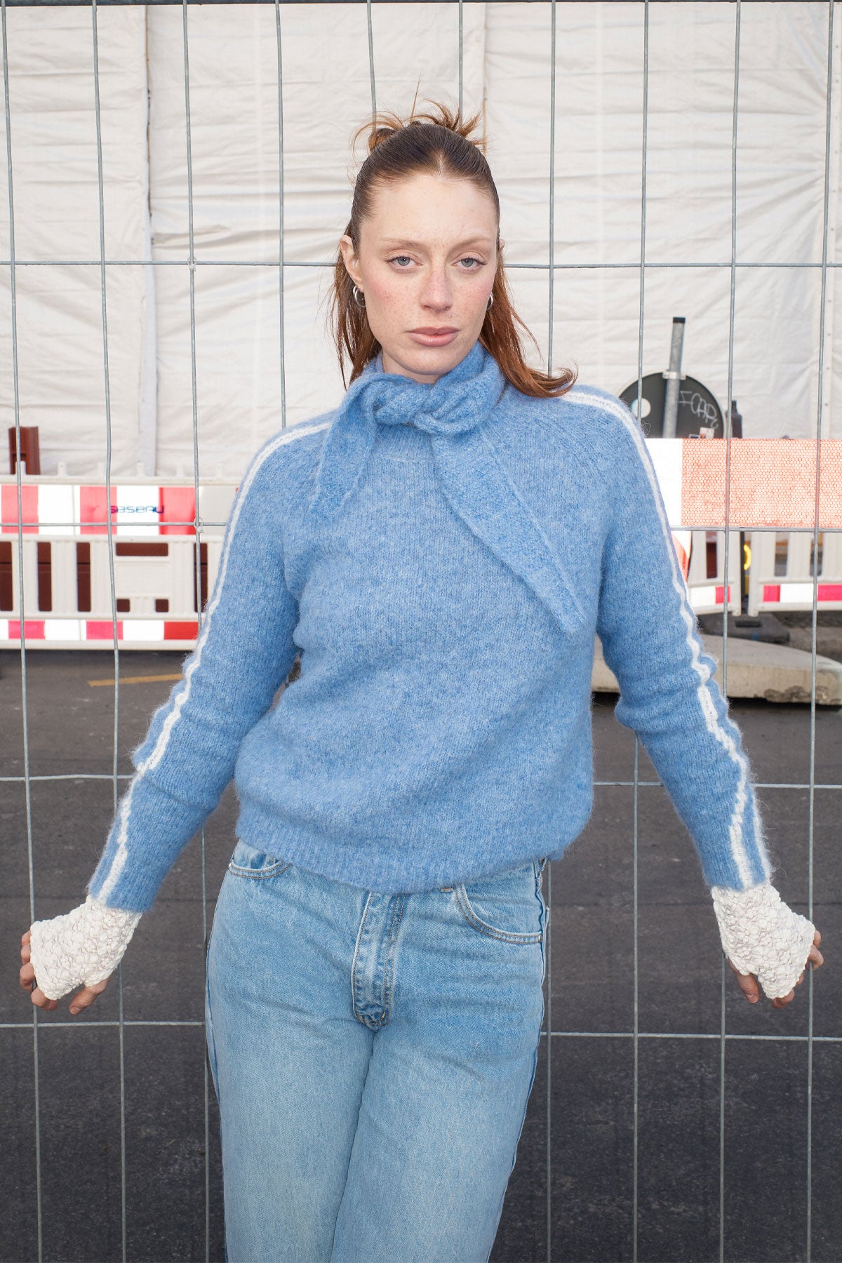 Rowie Lana knit jumper in sky blue – campaign shot 2