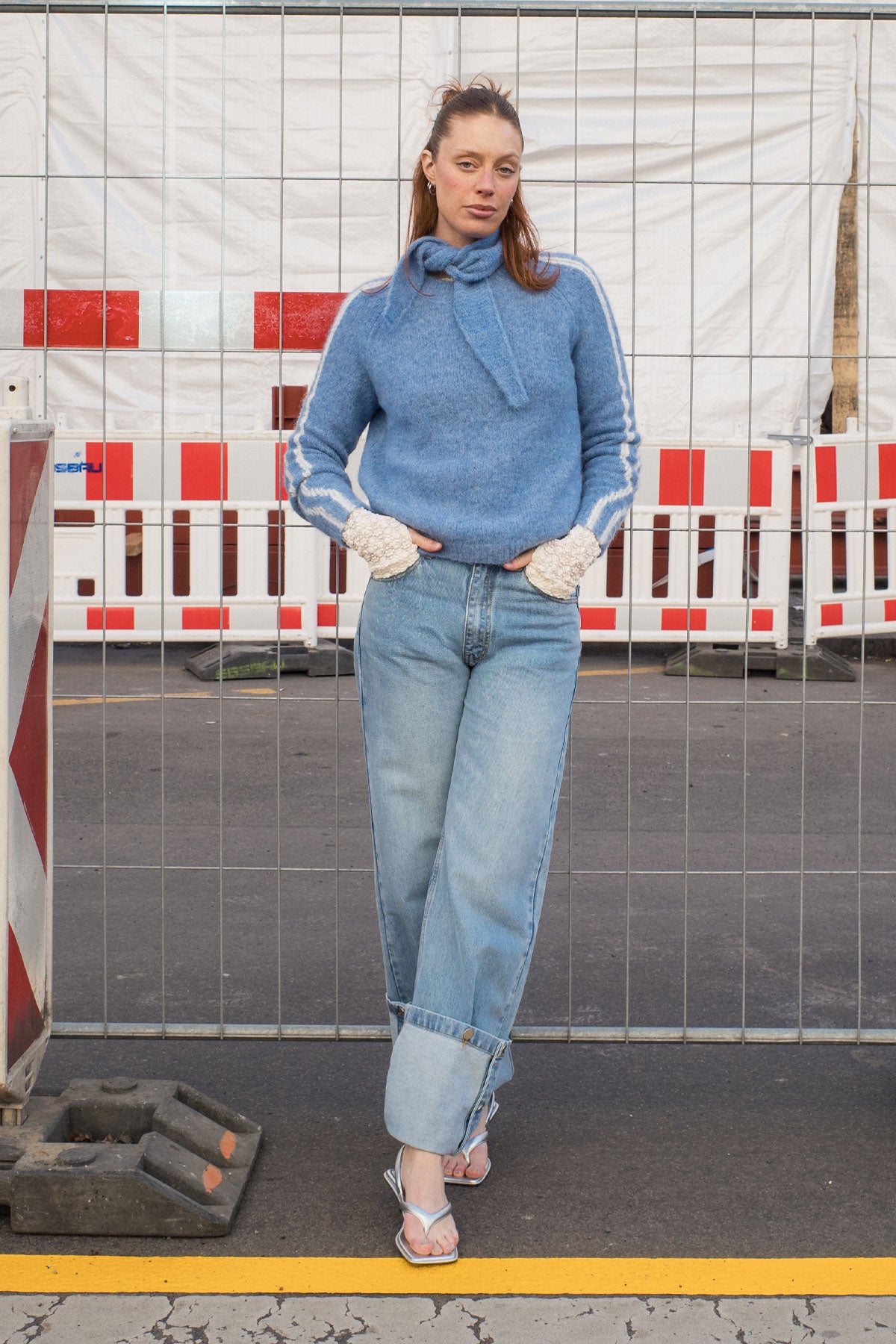 Rowie Lana knit jumper in sky blue – campaign shot 3