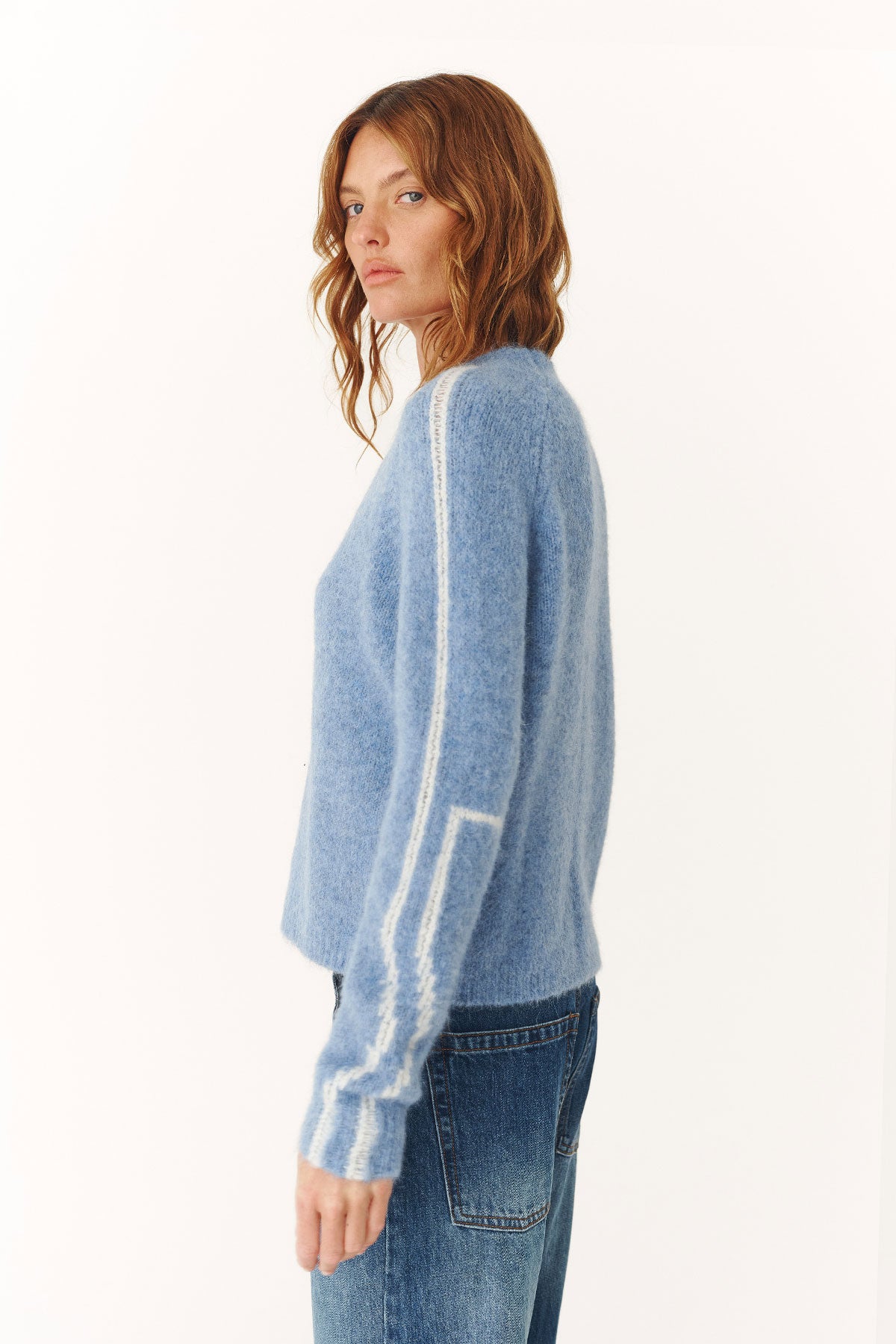 Rowie Lana knit in sky blue side on 2