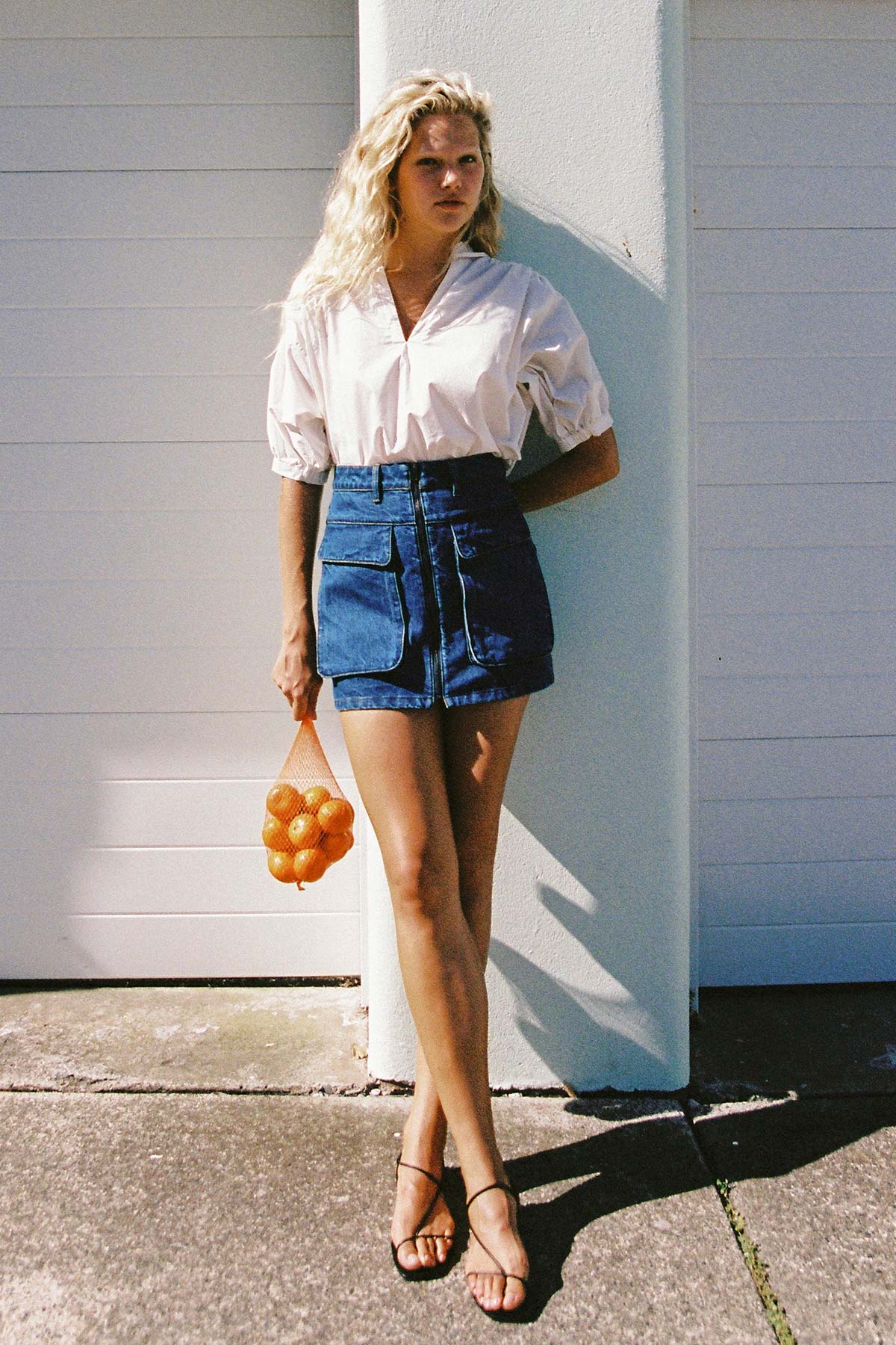 Rowie the label Alfred zip mini skirt campaign shot 4