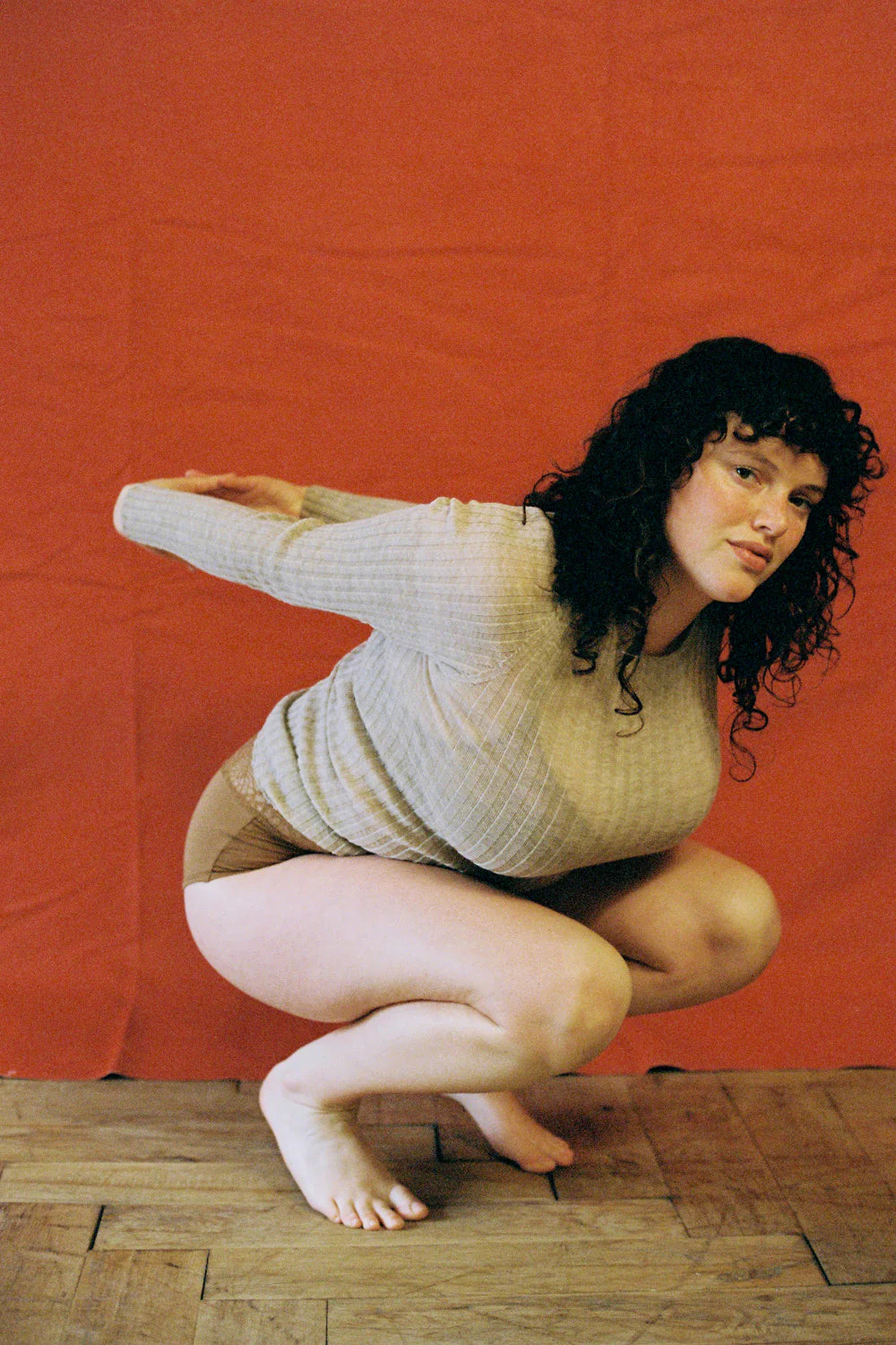 Standard Issue merino tulle crew in oatmeal