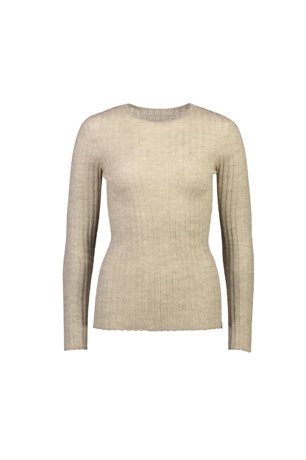 Standard Issue merino tulle crew in oatmeal flat lay