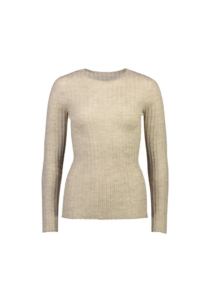 Standard Issue merino tulle crew in oatmeal flat lay