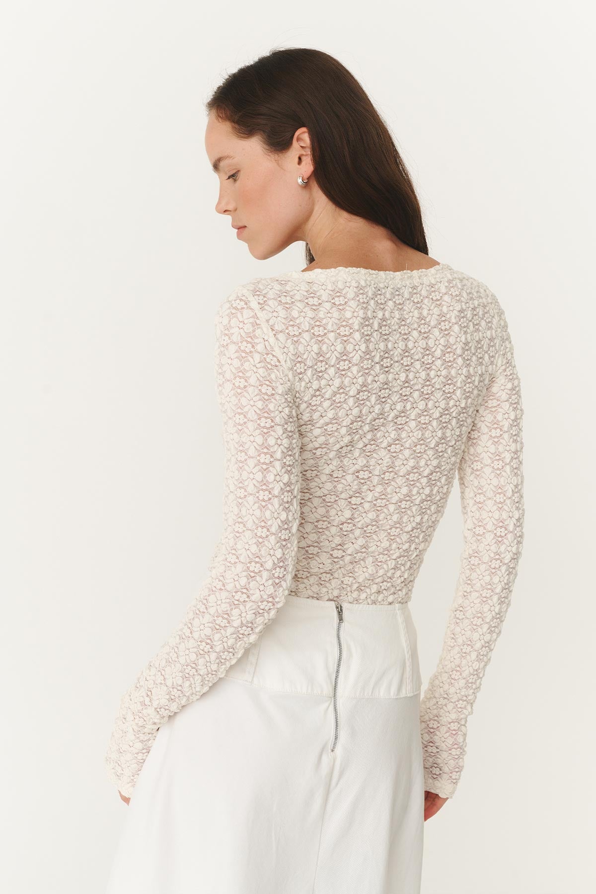 Rowie Samantha Clover Lace Top in creme back shot