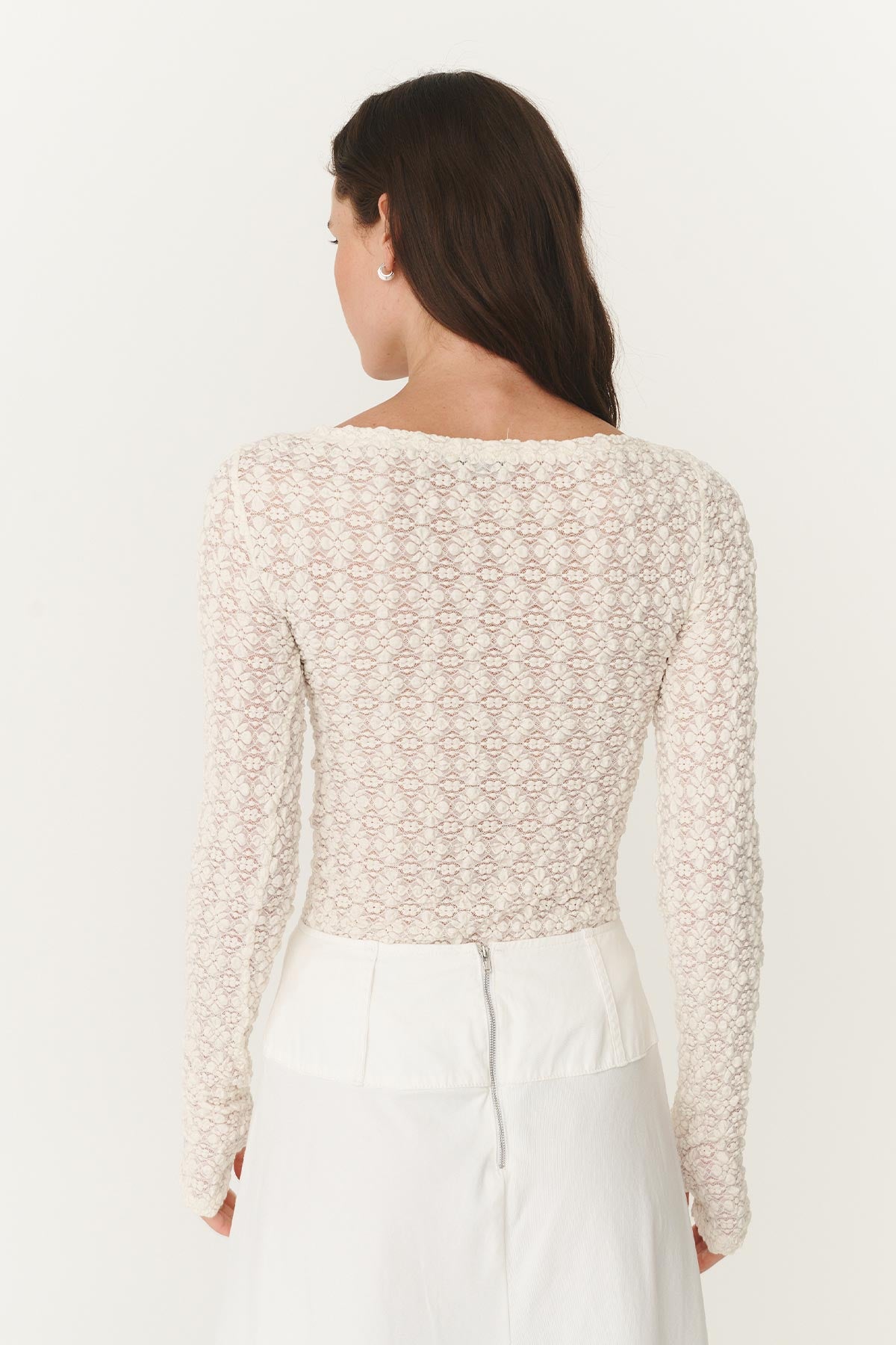 Rowie Samantha Clover Lace Top in creme back shot 2