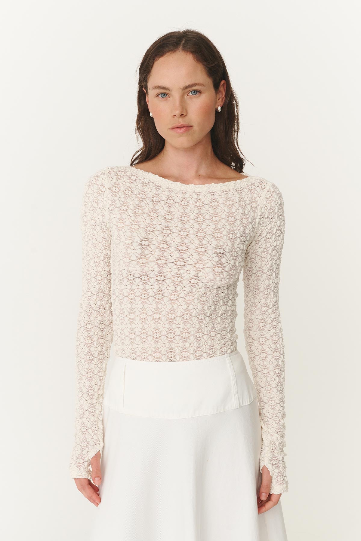 Rowie Samantha Clover Lace Top in creme 2
