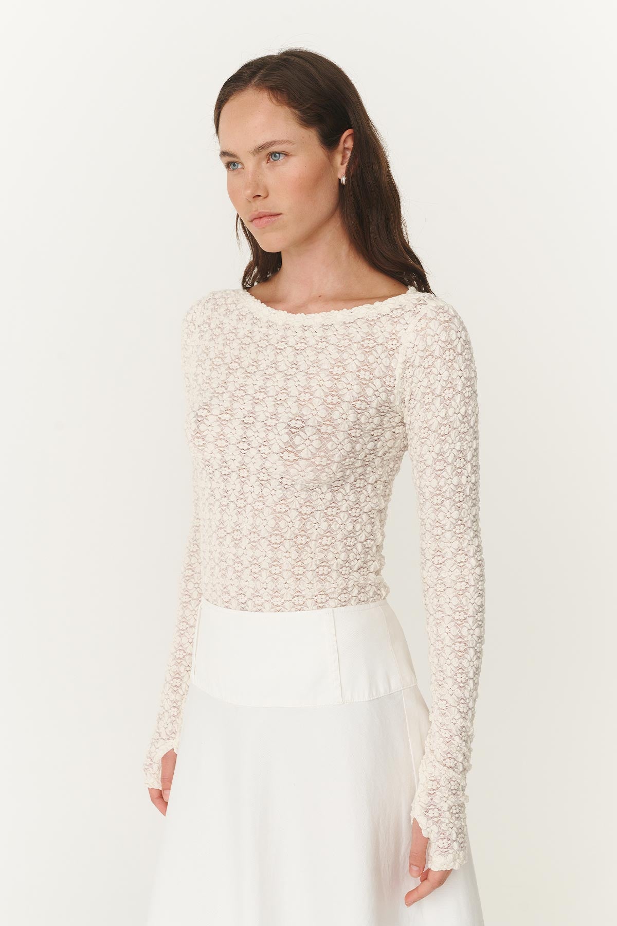 Rowie Samantha Clover Lace Top in creme 4