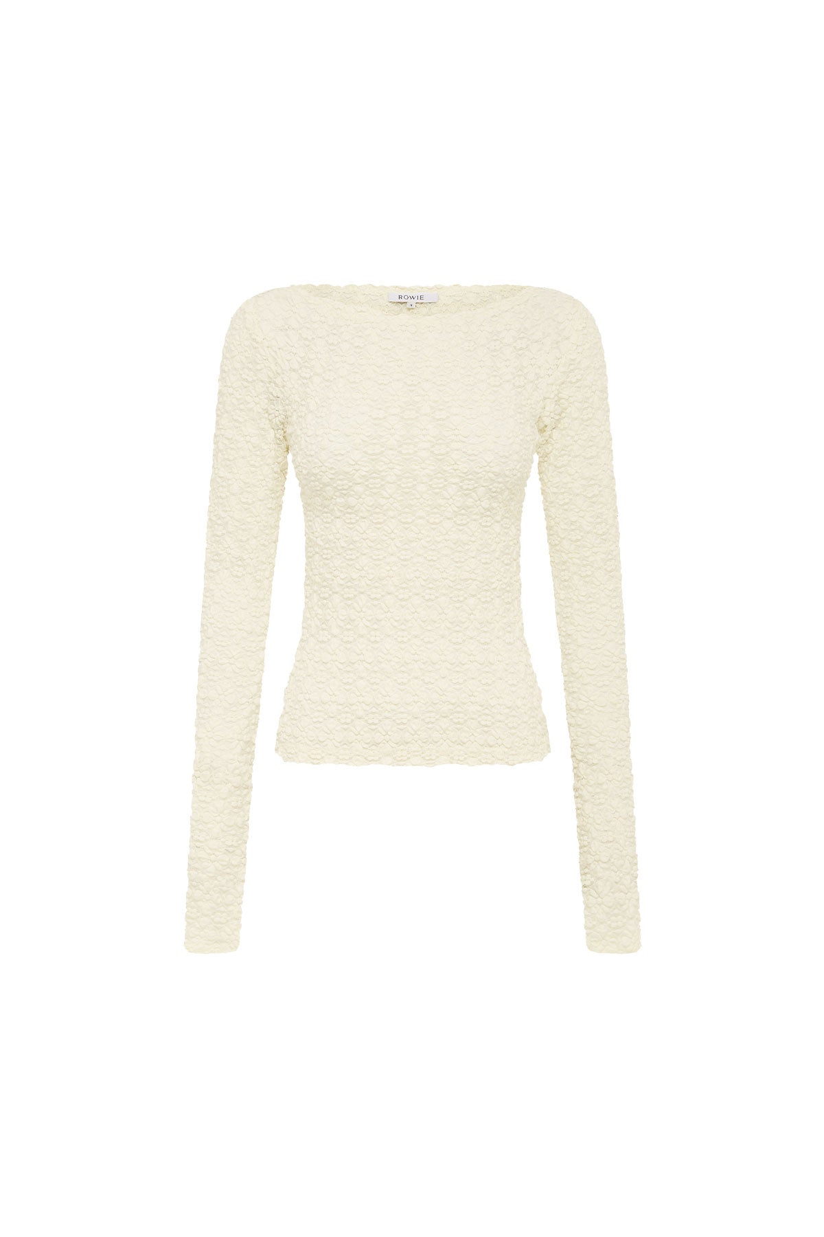 Rowie Samantha Clover Lace Top in creme flat lay