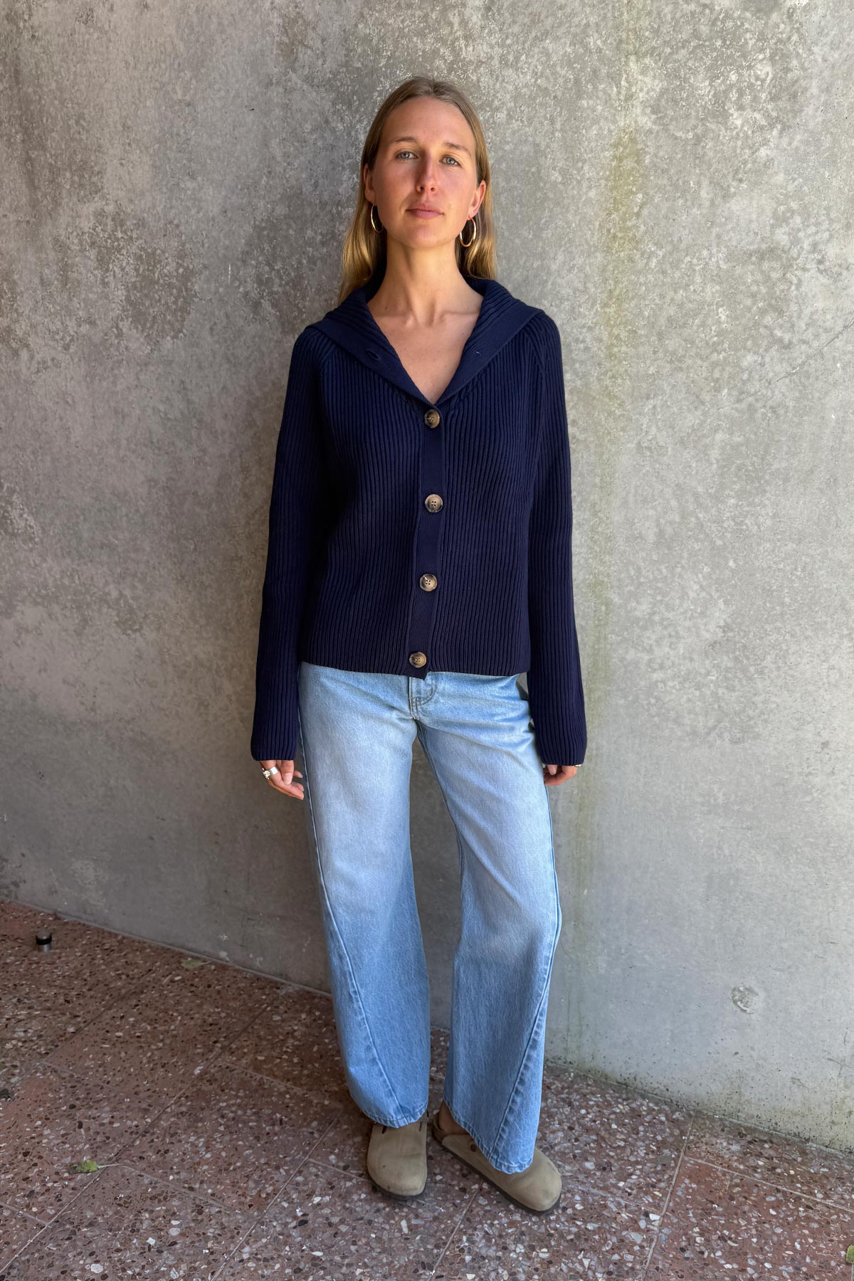 Rowie Saylor knit cardigan in anchor blue 3