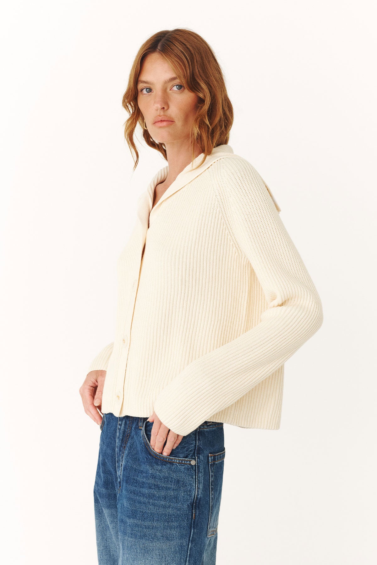 Rowie Saylor knit cardigan in snow 2