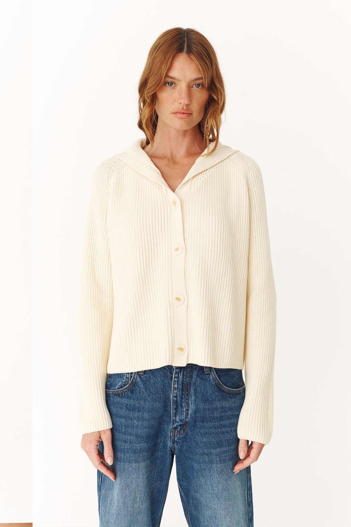 Rowie Saylor knit cardigan in snow 1