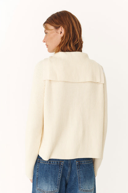 Rowie Saylor knit cardigan in snow back shot