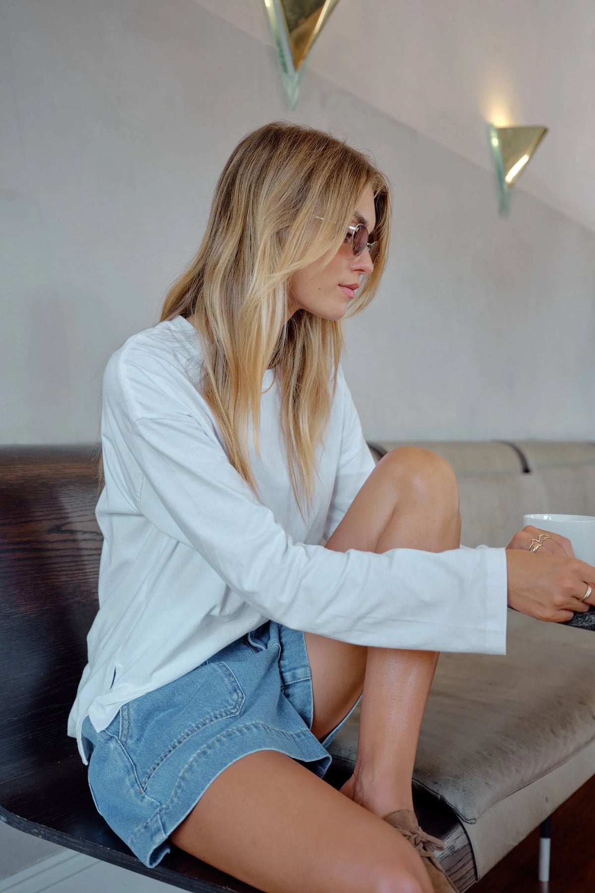 Ceres Life Scout slouchy long sleeve tee in white 2