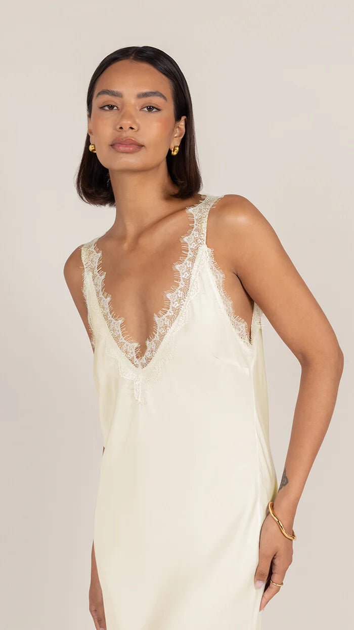 Charli solange slip dress butter yellow close up 