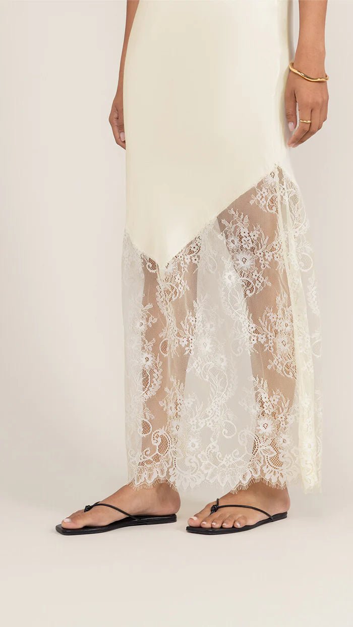 Charli solange slip dress butter yellow close up hem