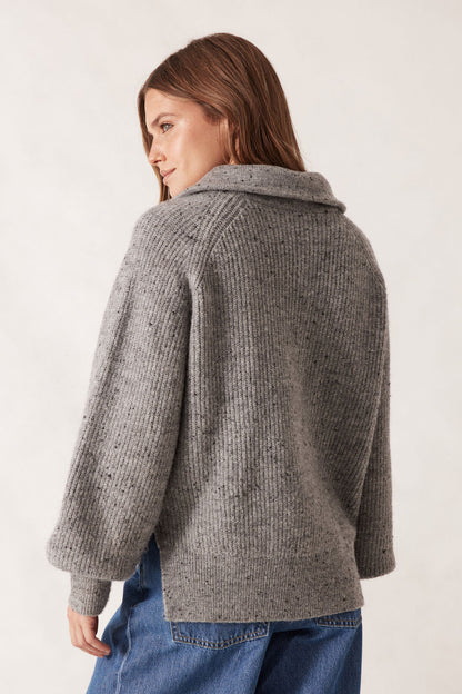 Ceres Life slouchy knit sweater in mid grey back shot