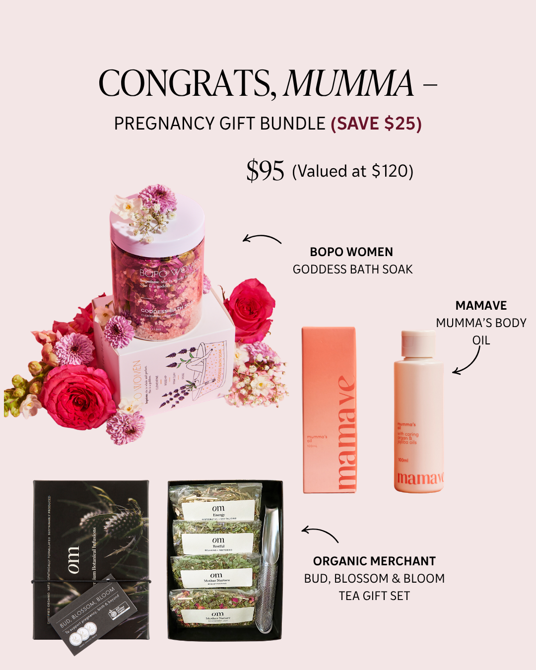 Congrats's mumma – The Mum Loop pregnancy gift set 