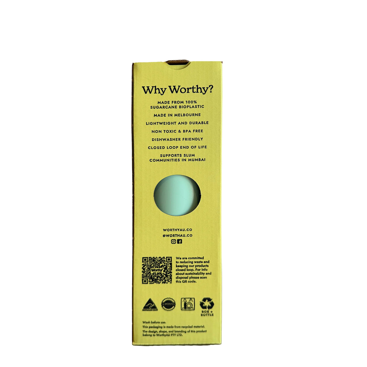 Worthy Drink Bottle Mint in box back