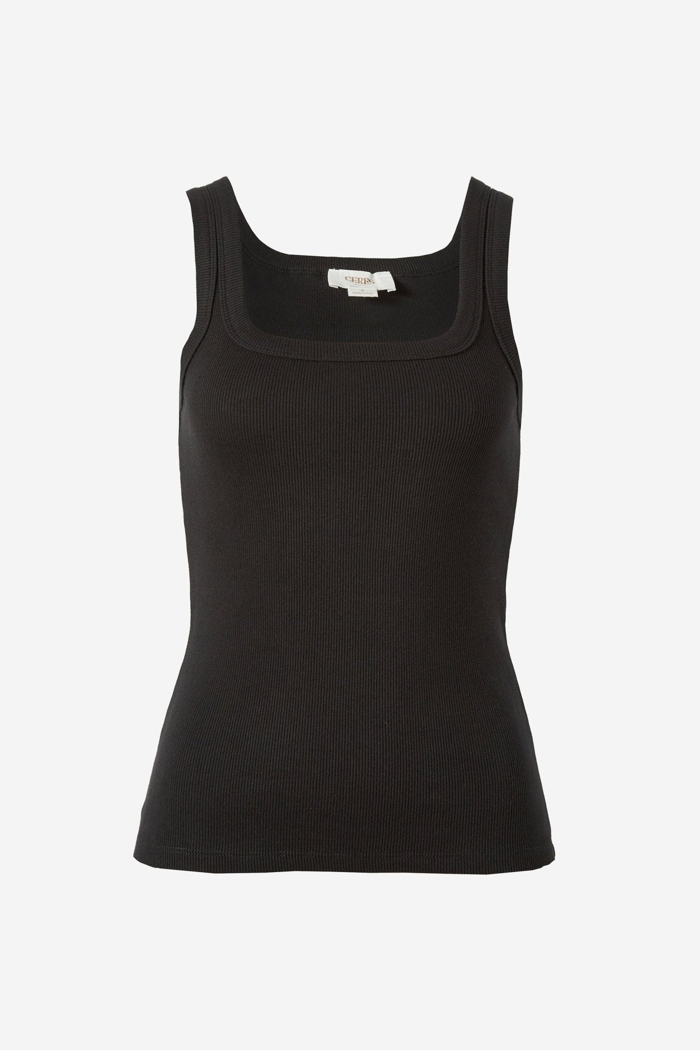 Zaeli Contour Rib Square Neck Tank – Black