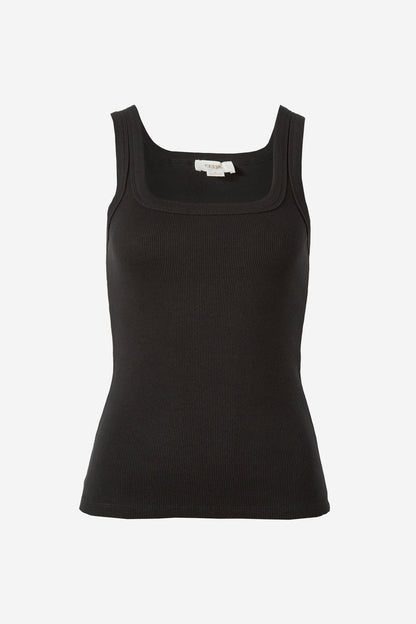 Zaeli Contour Rib Square Neck Tank – Black
