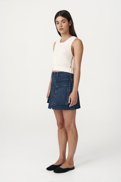 Rowie the label Alfred zip mini skirt studio shot side on