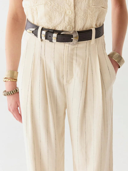 Maison Hotel Honky Tonk Belt in black with cream pants
