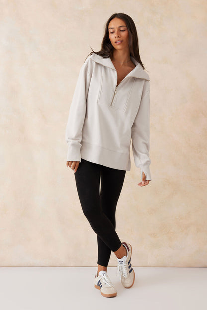ceres half zip sweater in almond