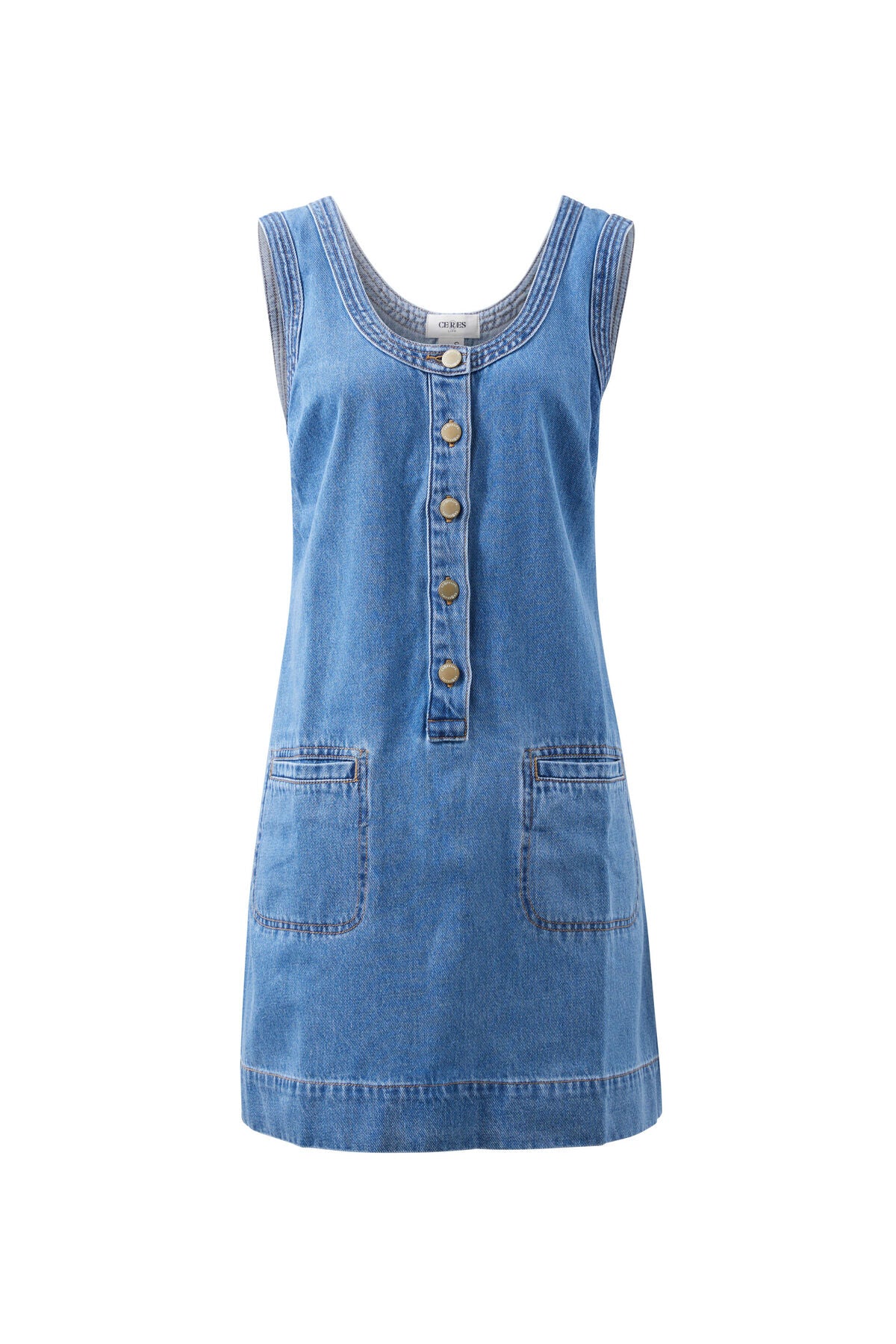 Ceres Life Sunny Denim Tank Dress in Vintage Blue flat lay