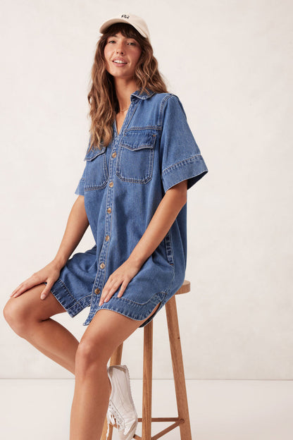 ceres relaxed denim shirt dress