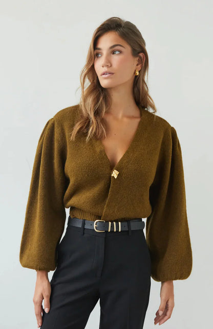 Charli Hollie Cardigan khaki 2